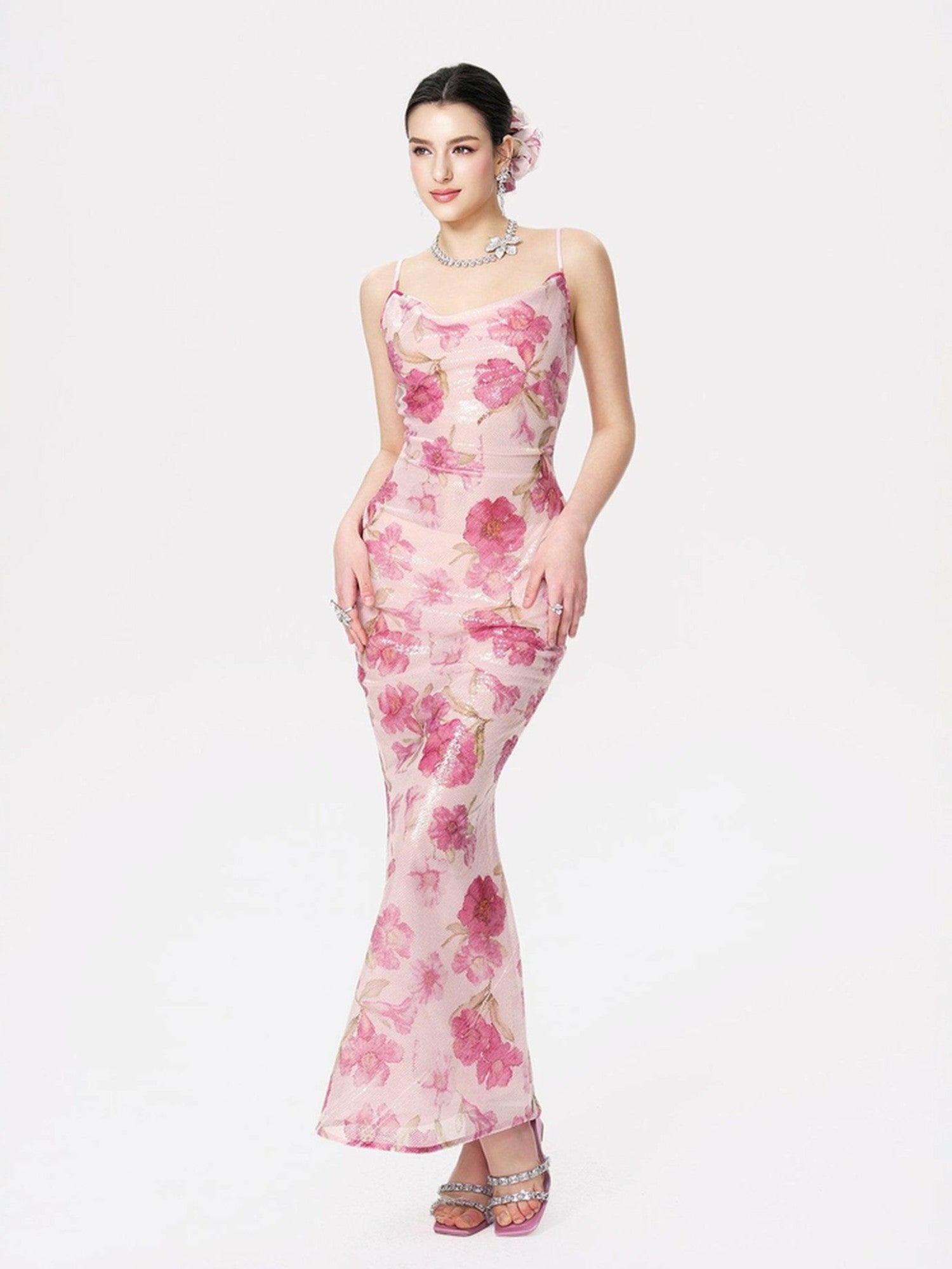 Esmeralda Dress: Pink Maxi Dress for Garden Wedding Guest | Nana Jacqueline