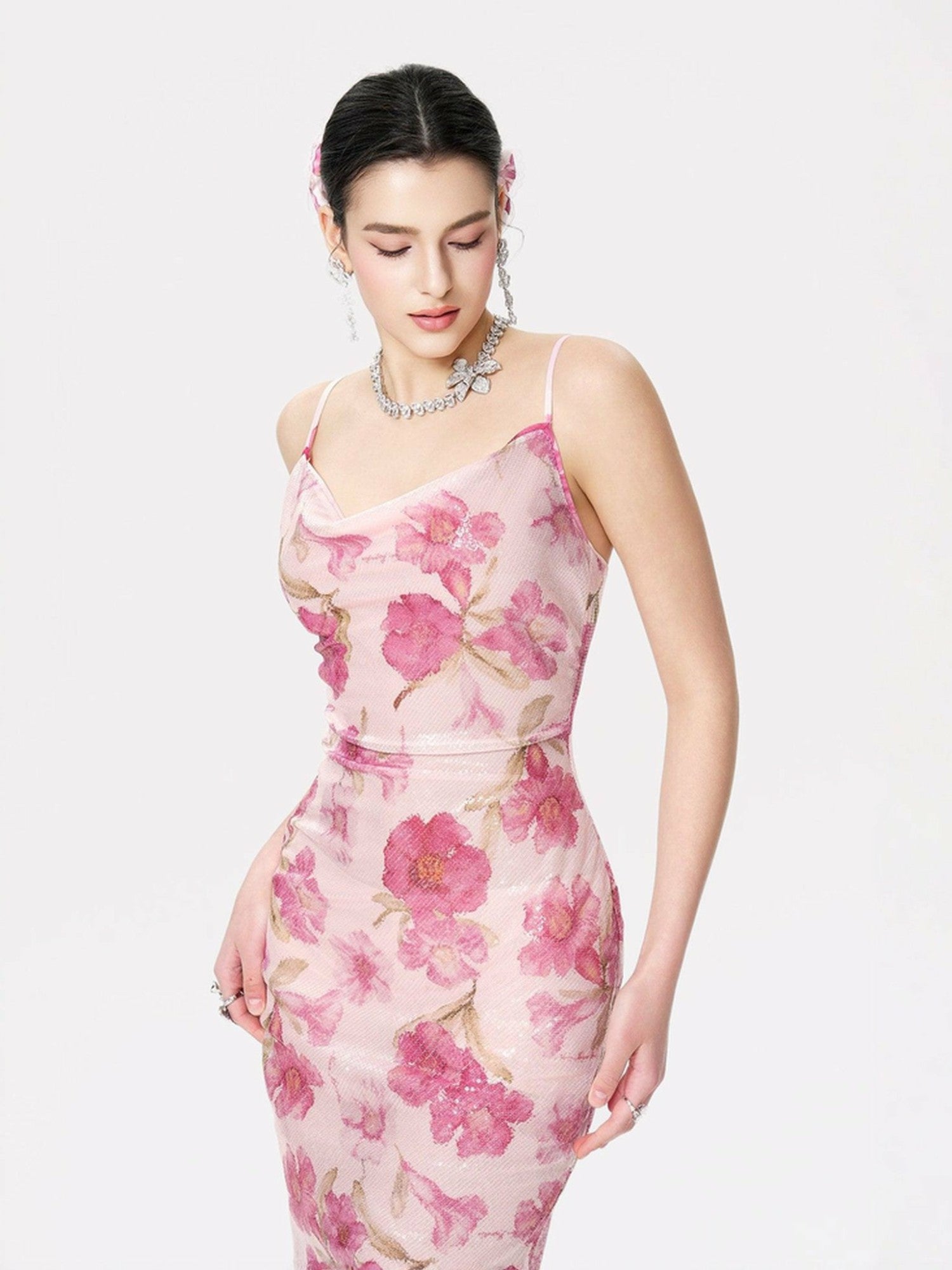 Esmeralda Dress: Pink Maxi Dress for Garden Wedding Guest | Nana Jacqueline