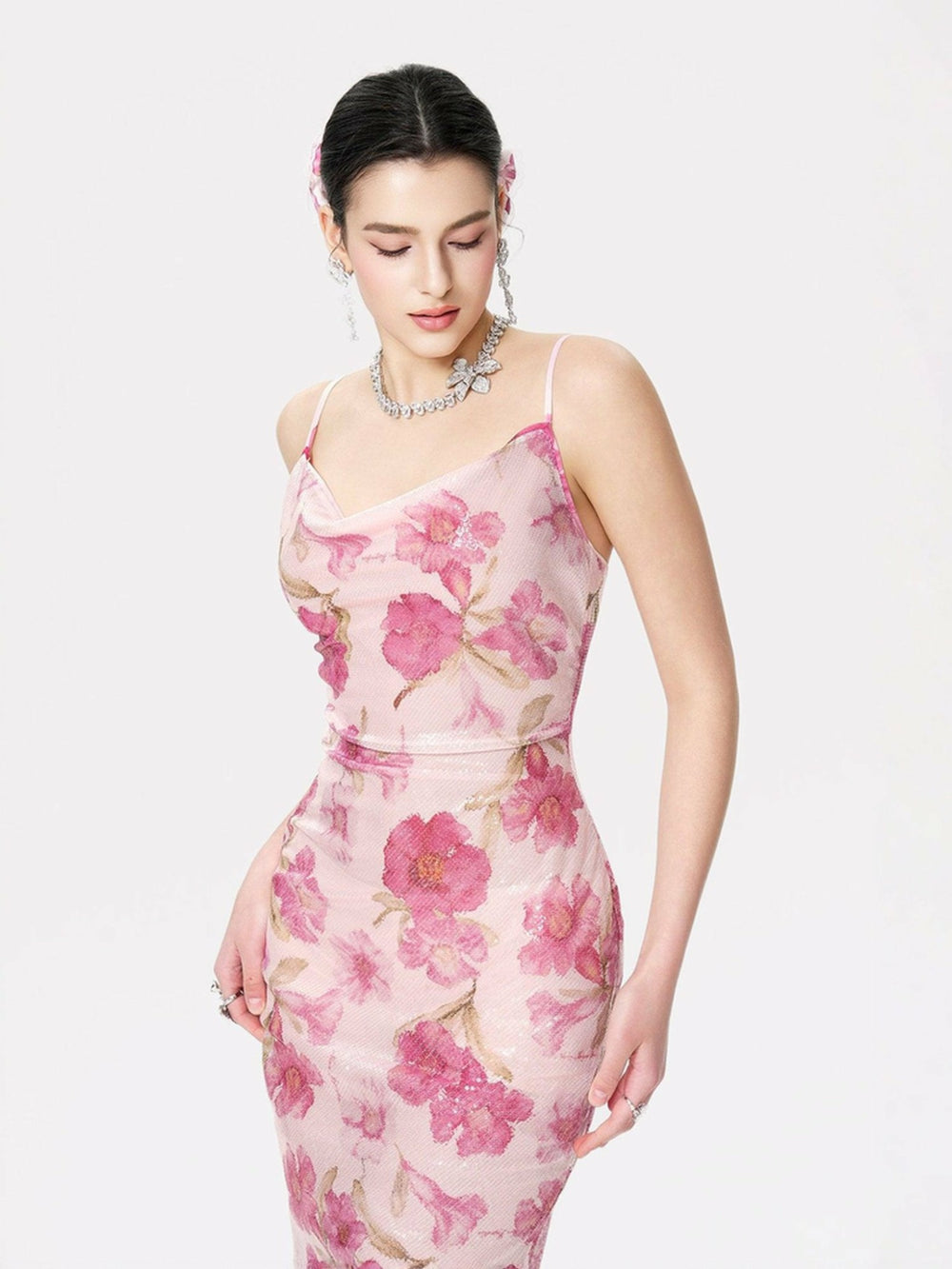 Esmeralda Dress: Pink Maxi Dress for Garden Wedding Guest | Nana Jacqueline