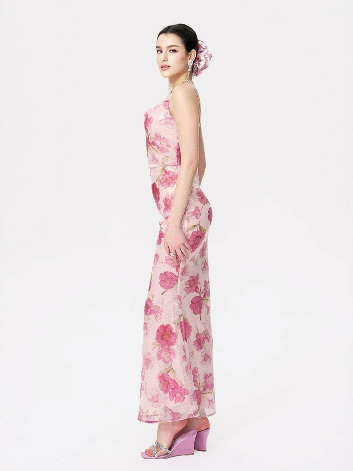 Esmeralda Dress: Pink Maxi Dress for Garden Wedding Guest | Nana Jacqueline