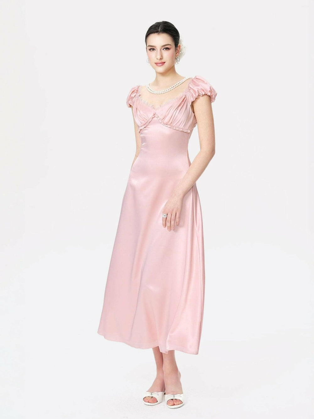 Elara Dress: Pink Midi Dress for Garden Wedding Guest | Nana Jacqueline