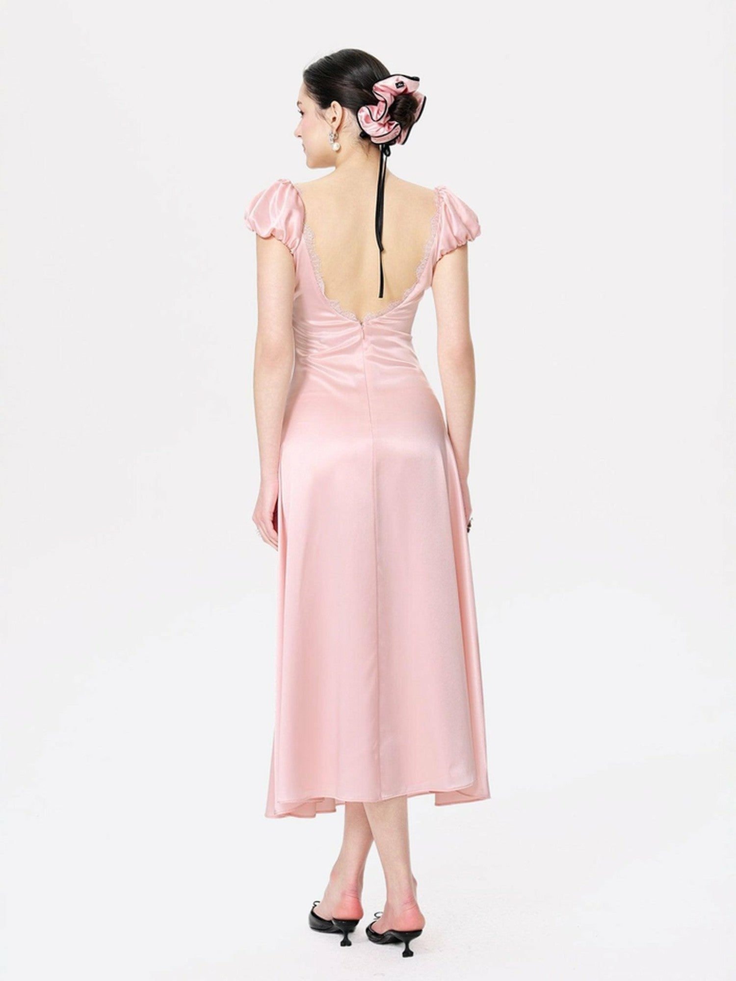 Elara Dress: Pink Midi Dress for Garden Wedding Guest | Nana Jacqueline