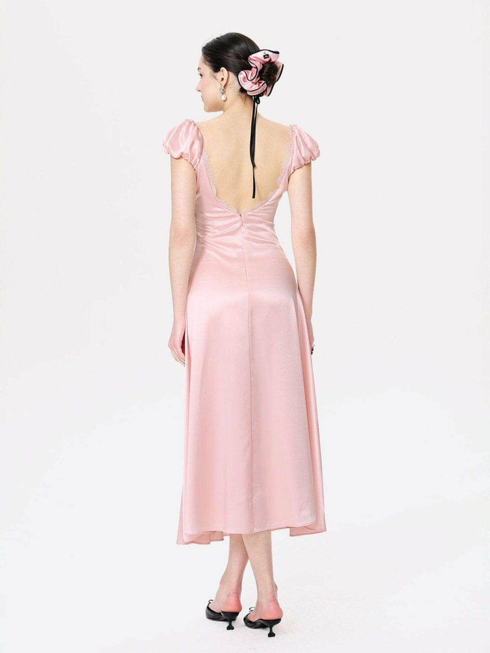 Elara Dress: Pink Midi Dress for Garden Wedding Guest | Nana Jacqueline