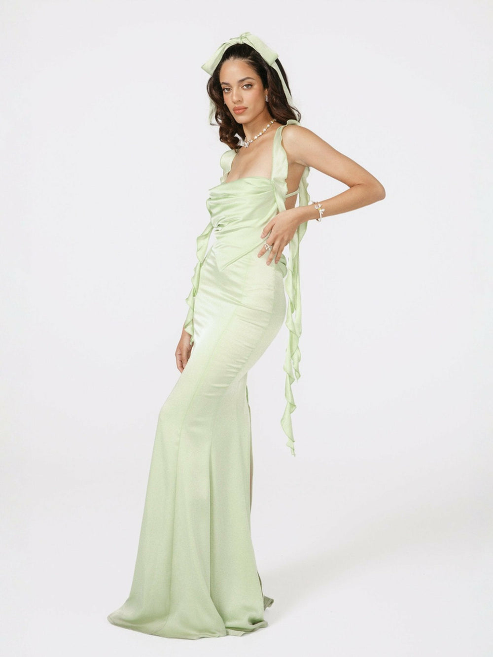 Caroline Dress: Green Maxi Dress for Destination Wedding | Nana Jacqueline