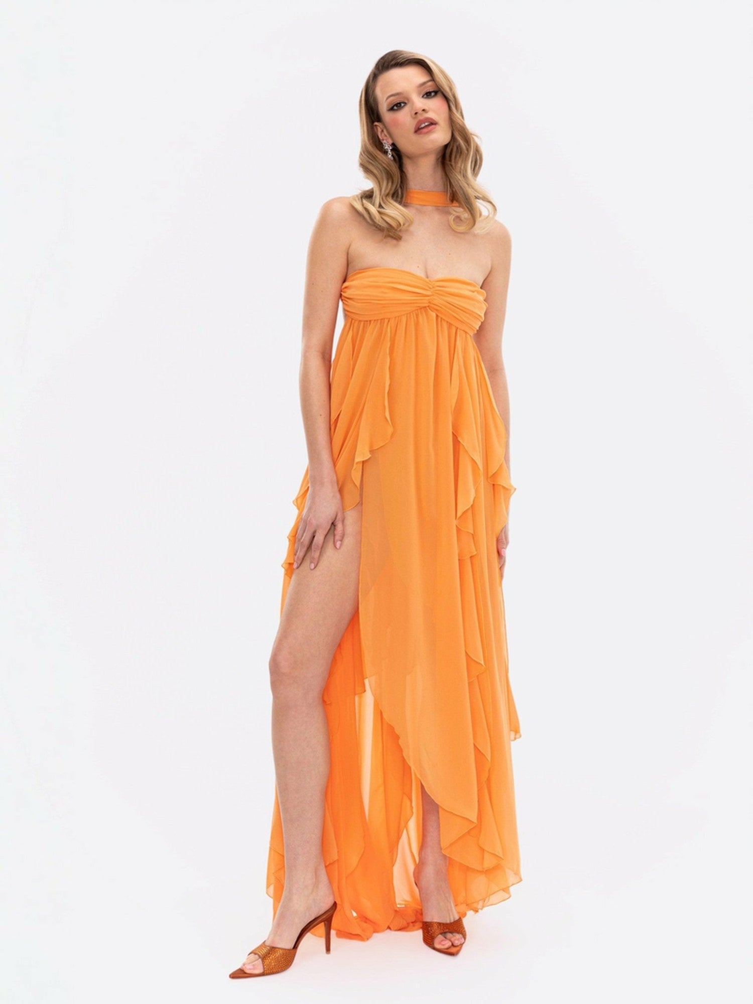 Mariah Dress: Orange Maxi Dress for Destination Wedding | Nana Jacqueline