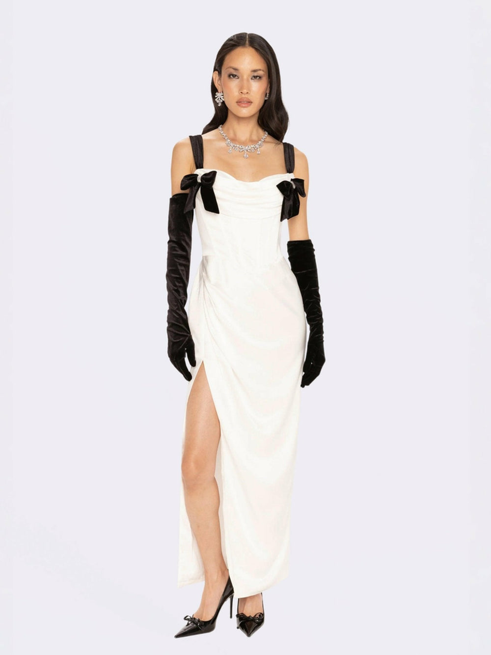 Grace Bow Maxi Dress: White Maxi Dress for Rehearsal Dinner | Nana Jacqueline