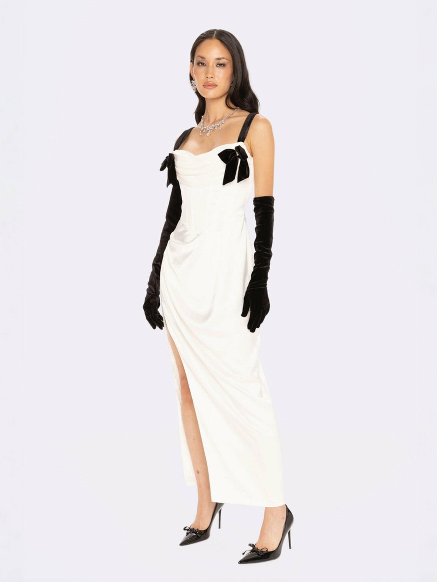 Grace Bow Maxi Dress: White Maxi Dress for Rehearsal Dinner | Nana Jacqueline