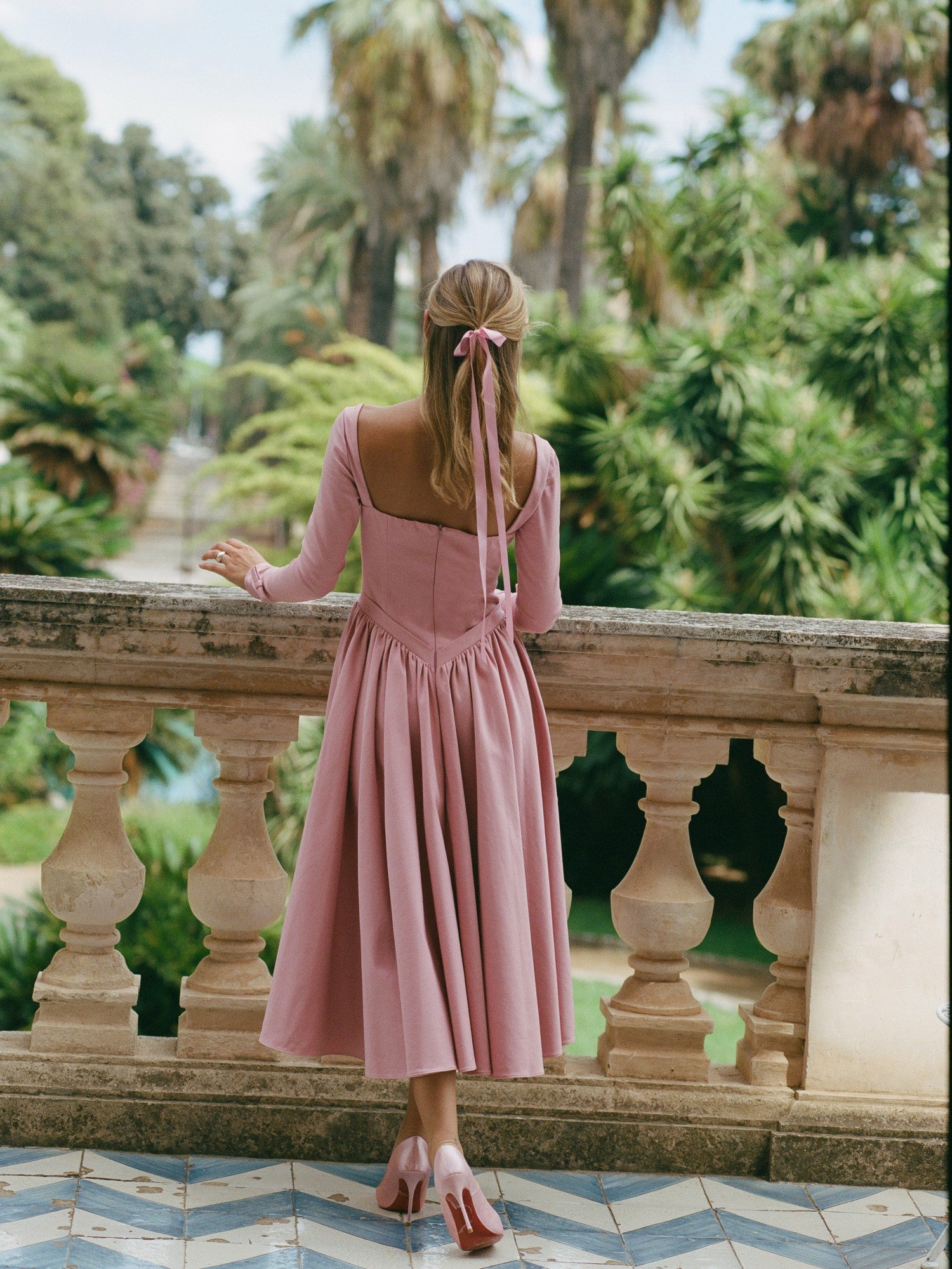 Bernadette Dress: Pink Midi Dress for Garden Party | Nana Jacqueline