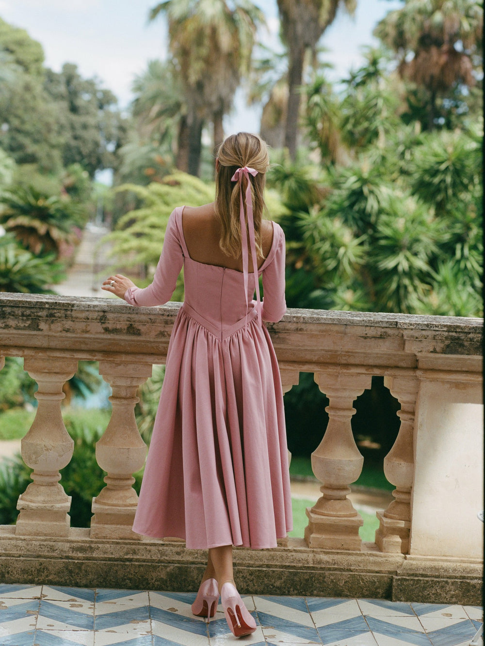 Bernadette Dress: Pink Midi Dress for Garden Party | Nana Jacqueline