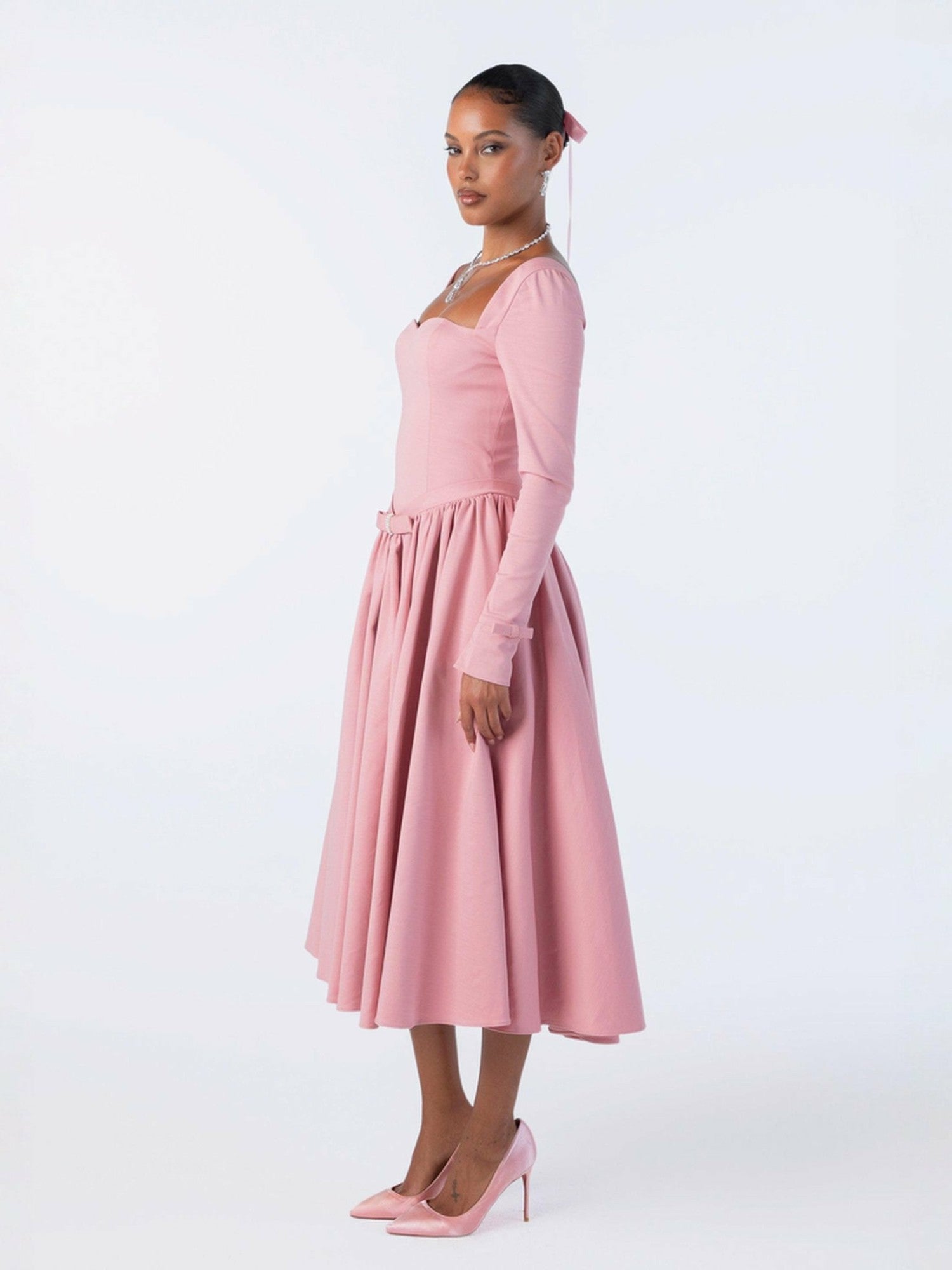Bernadette Dress: Pink Midi Dress for Garden Party | Nana Jacqueline