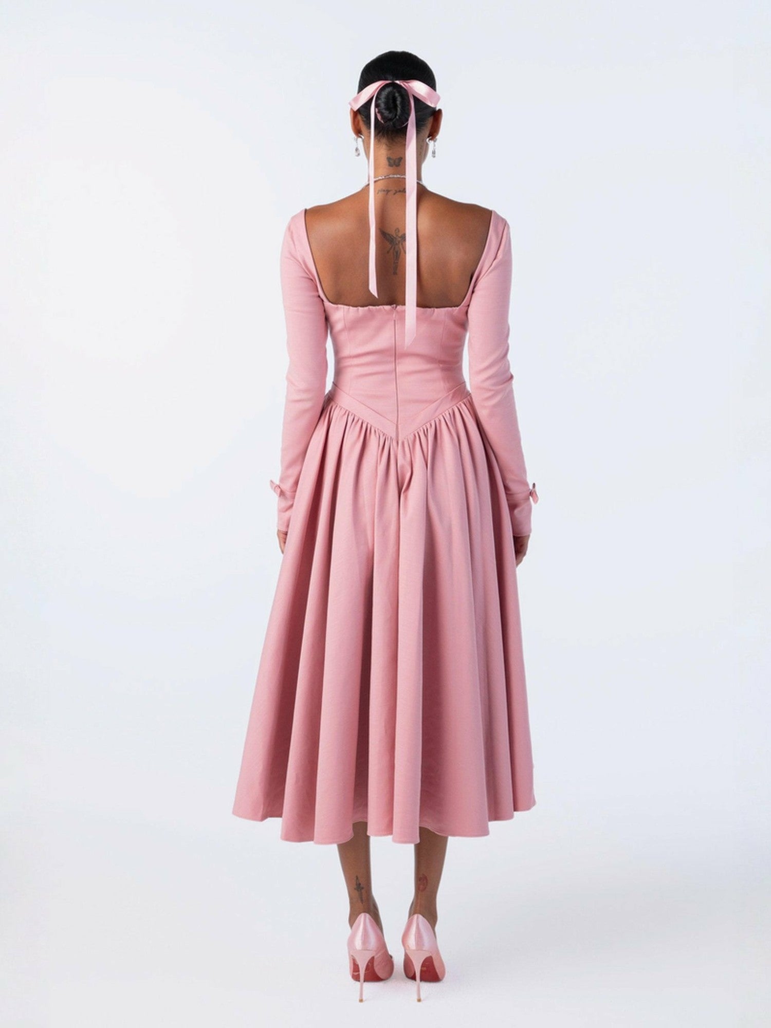 Bernadette Dress: Pink Midi Dress for Garden Party | Nana Jacqueline