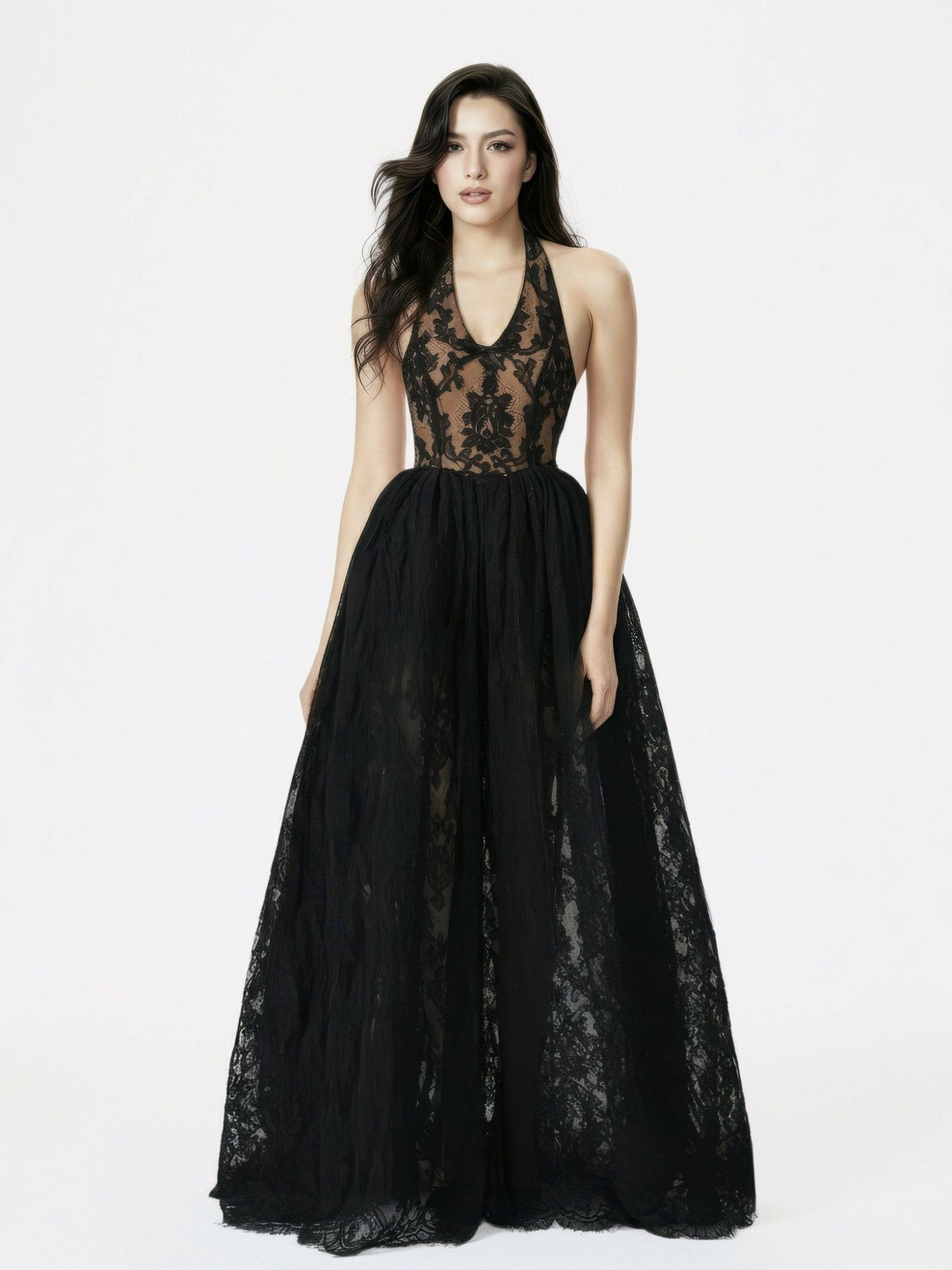 Mirelle Lace Maxi Dress: Black Maxi Dress for Formal Wedding Guest | Nana Jacqueline