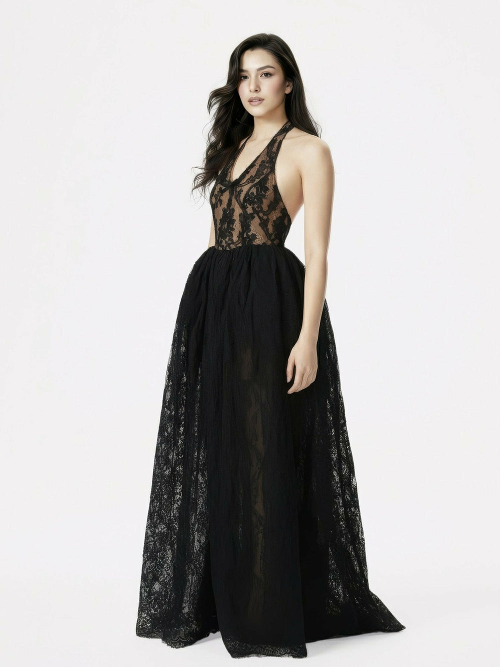 Mirelle Lace Maxi Dress: Black Maxi Dress for Formal Wedding Guest | Nana Jacqueline