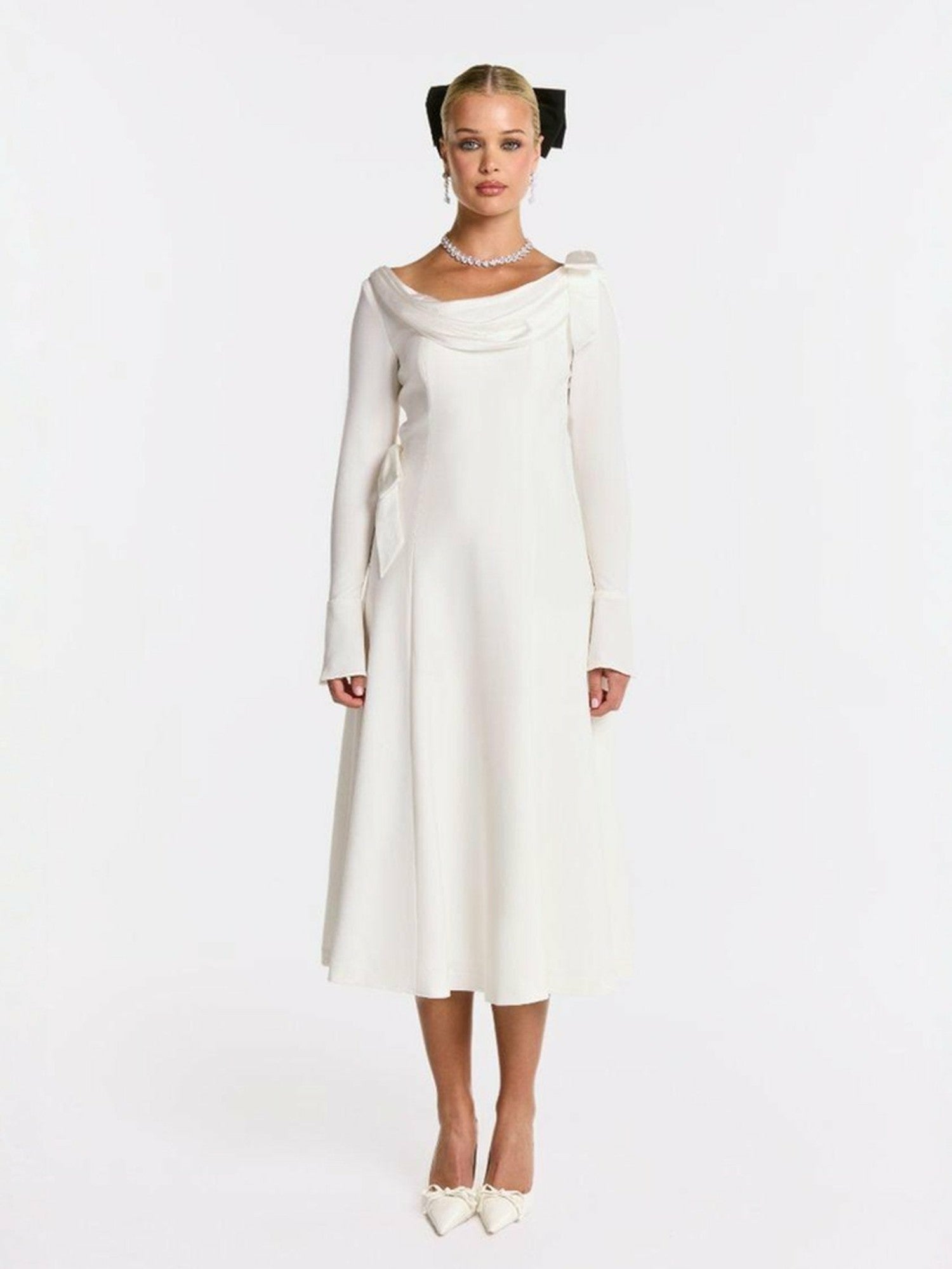 Giselle Dress: White Midi Dress for Bridal Shower | Nana Jacqueline