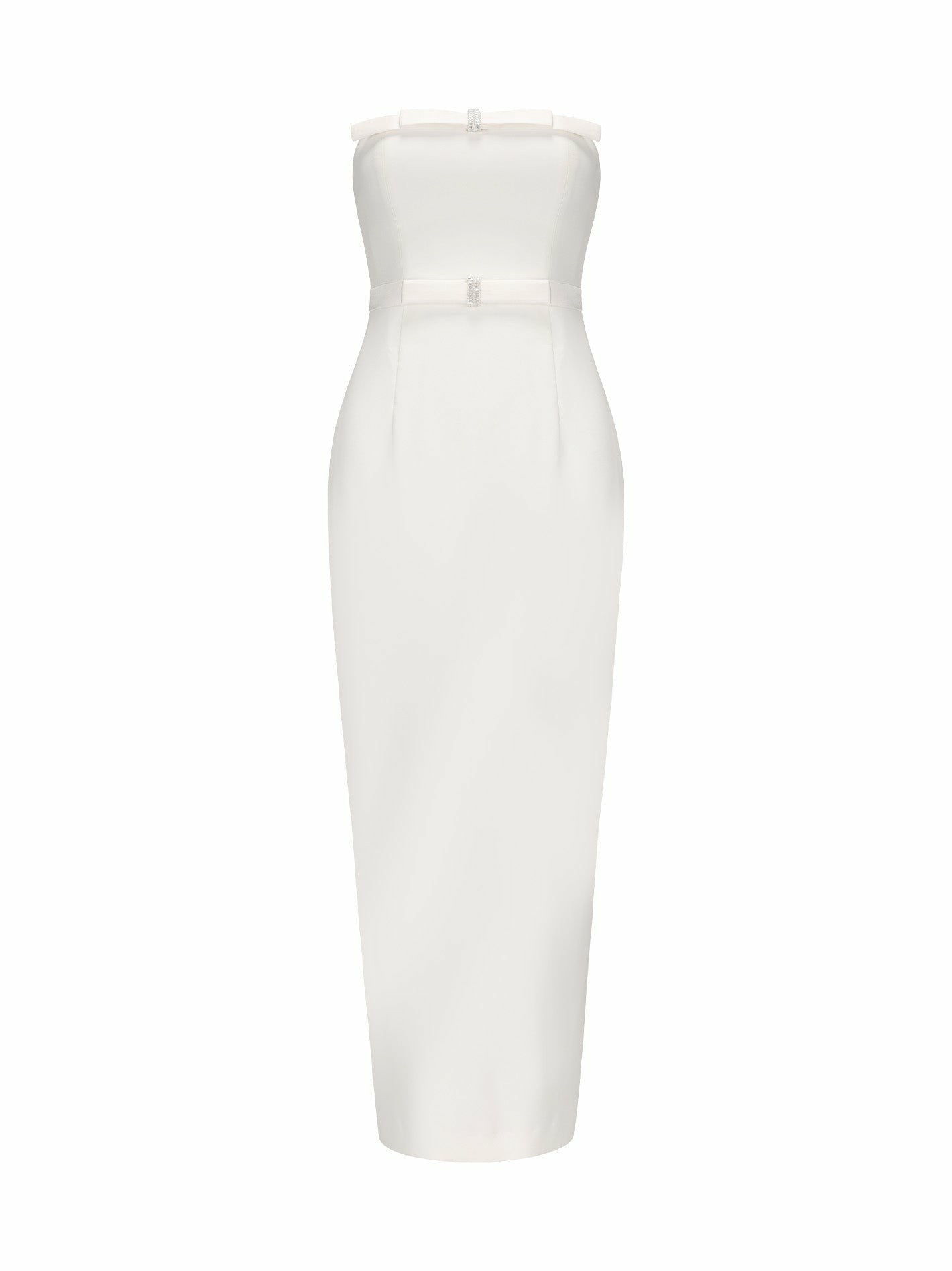 Demi Bow Dress: White Midi Dress for Bridal Shower | Nana Jacqueline