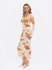 Florentina Dress: Floral Midi Dress for Garden Party | Nana Jacqueline