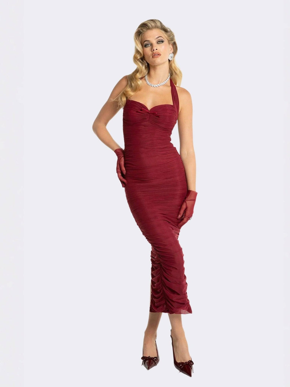 Francesca Dress: Red Midi Dress for Cocktail Party | Nana Jacqueline