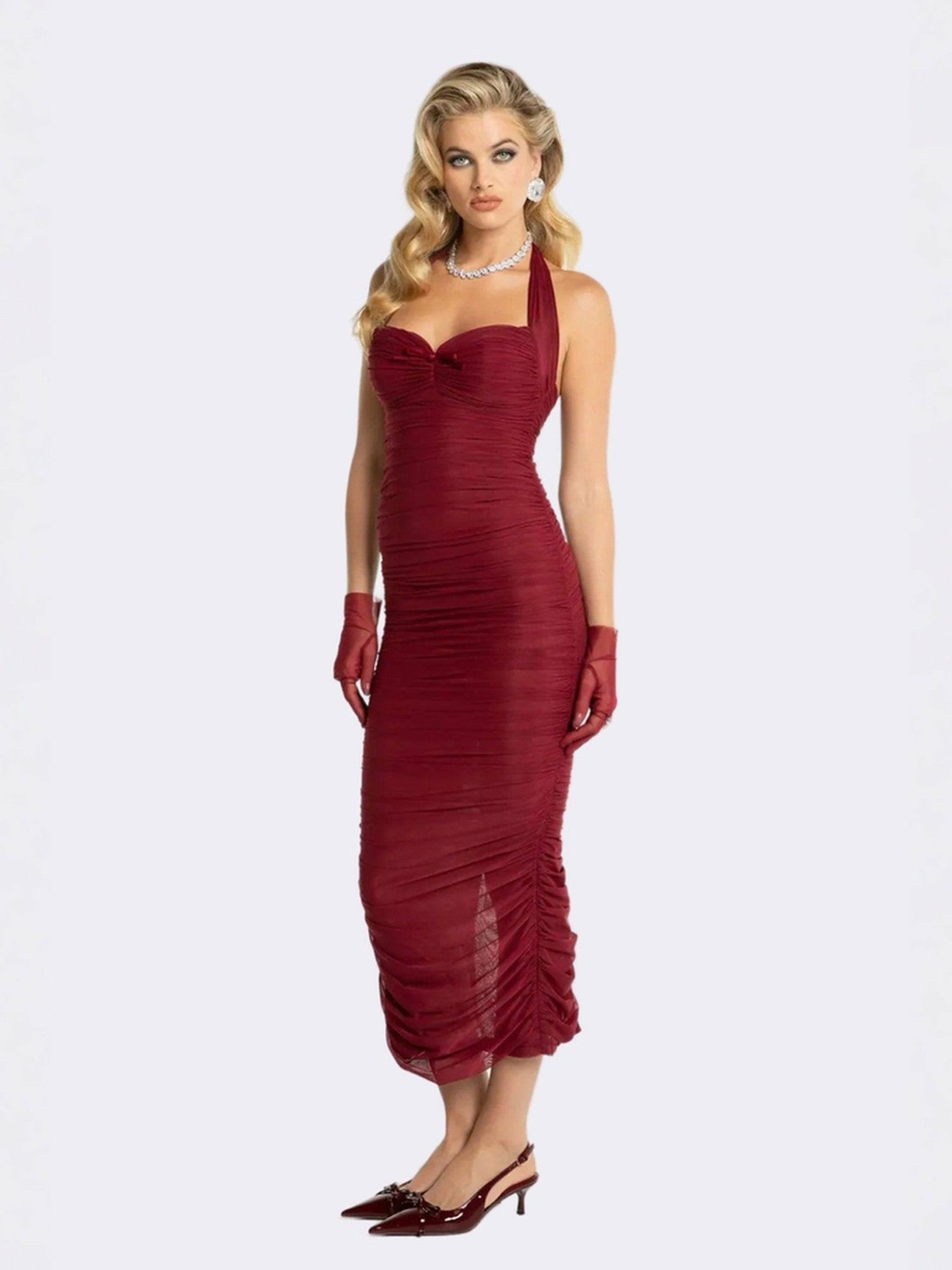 Francesca Dress: Red Midi Dress for Cocktail Party | Nana Jacqueline