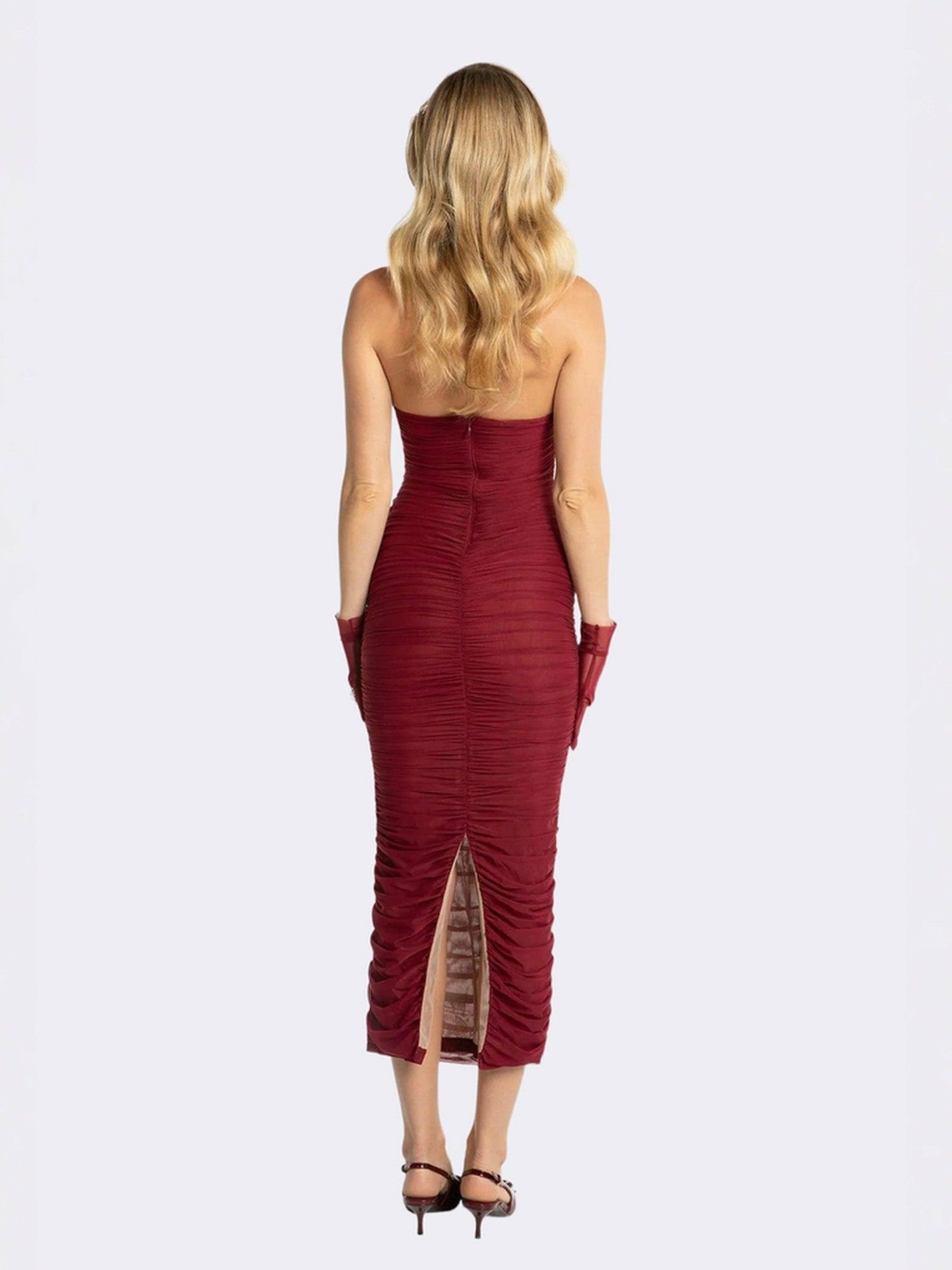 Francesca Dress: Red Midi Dress for Cocktail Party | Nana Jacqueline