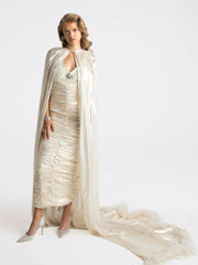Adele Diamond Dress: Gold Midi Dress for Cocktail Party | Nana Jacqueline