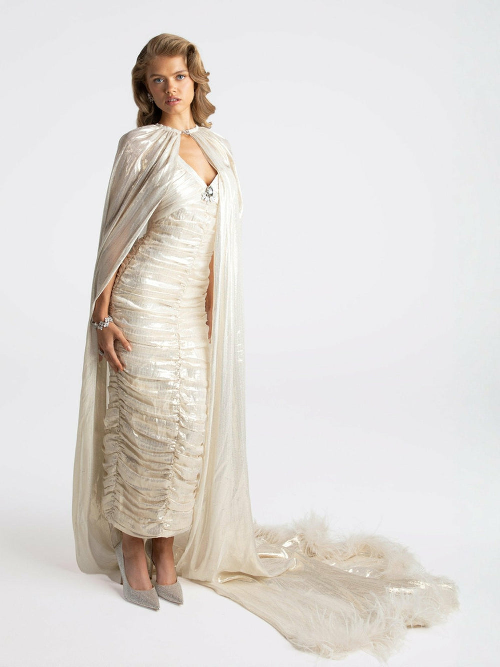 Adele Diamond Dress: Gold Midi Dress for Cocktail Party | Nana Jacqueline