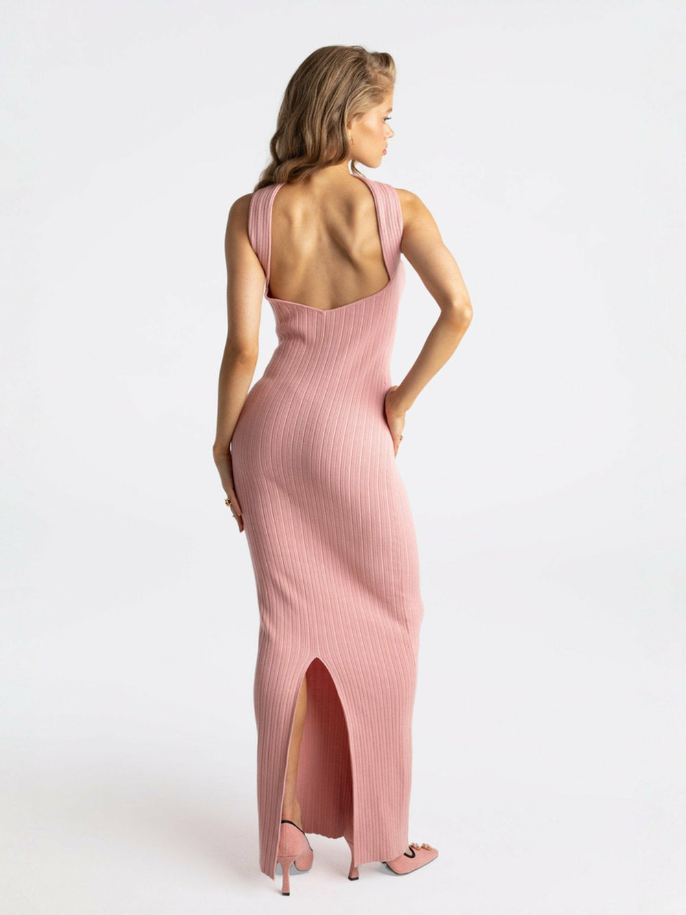 Estelle Knit Dress: Pink Maxi Dress for Date Night | Nana Jacqueline