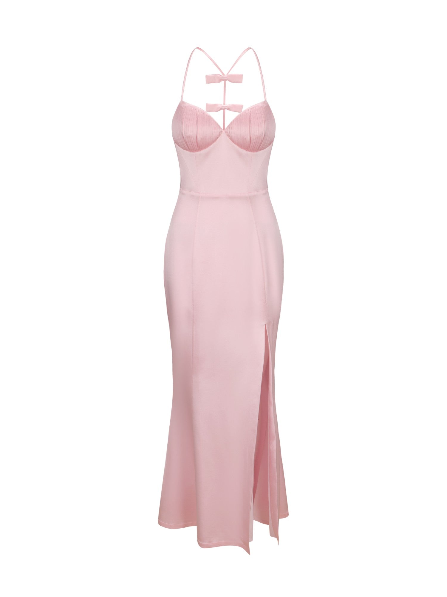 Angelique Bow Dress: Pink Maxi Dress for Formal Wedding Guest | Nana Jacqueline