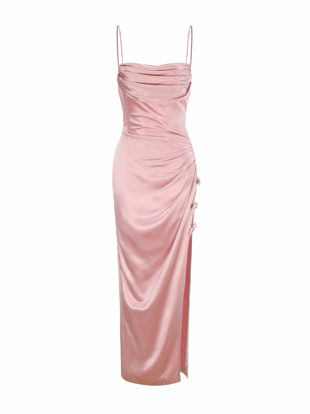 Amy Satin Dress: Pink Maxi Dress for Formal Wedding Guest | Nana Jacqueline