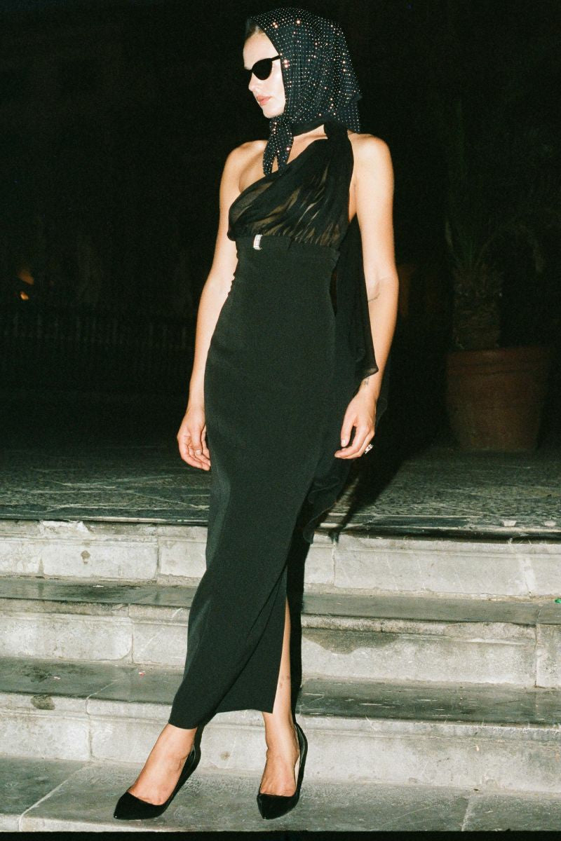 Camella Dress: Black Midi Dress for Cocktail Party | Nana Jacqueline