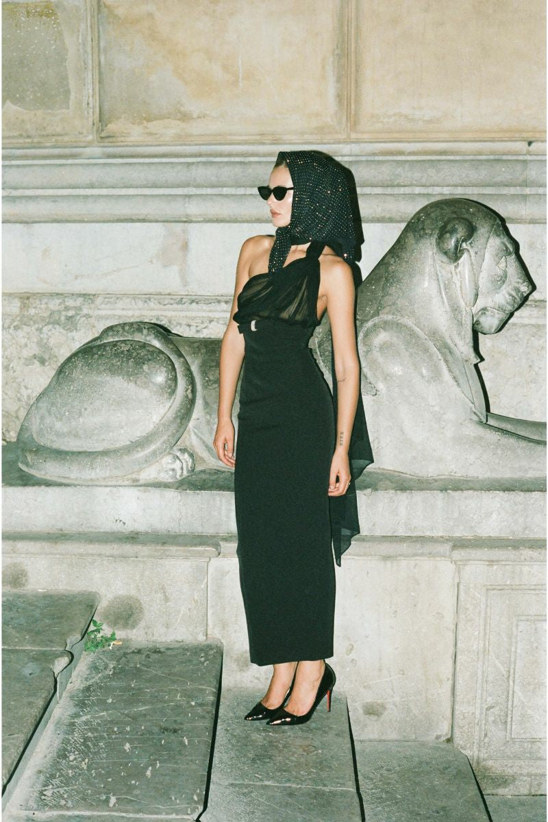 Camella Dress: Black Midi Dress for Cocktail Party | Nana Jacqueline
