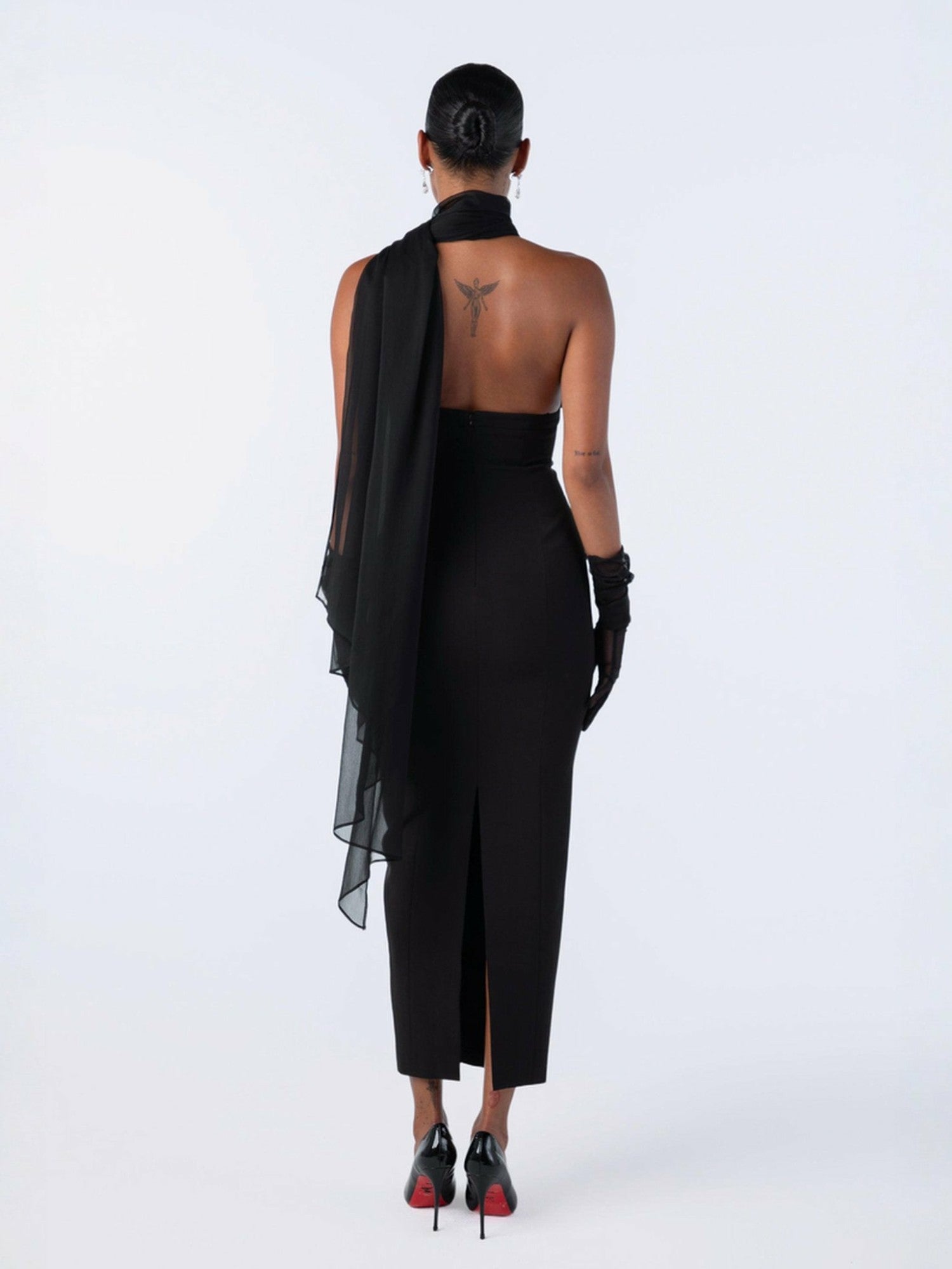 Camella Dress: Black Midi Dress for Cocktail Party | Nana Jacqueline