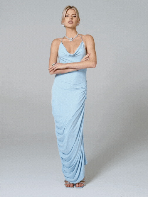 Sorine Dress: Blue Maxi Dress for Formal Wedding Guest | Nana Jacqueline