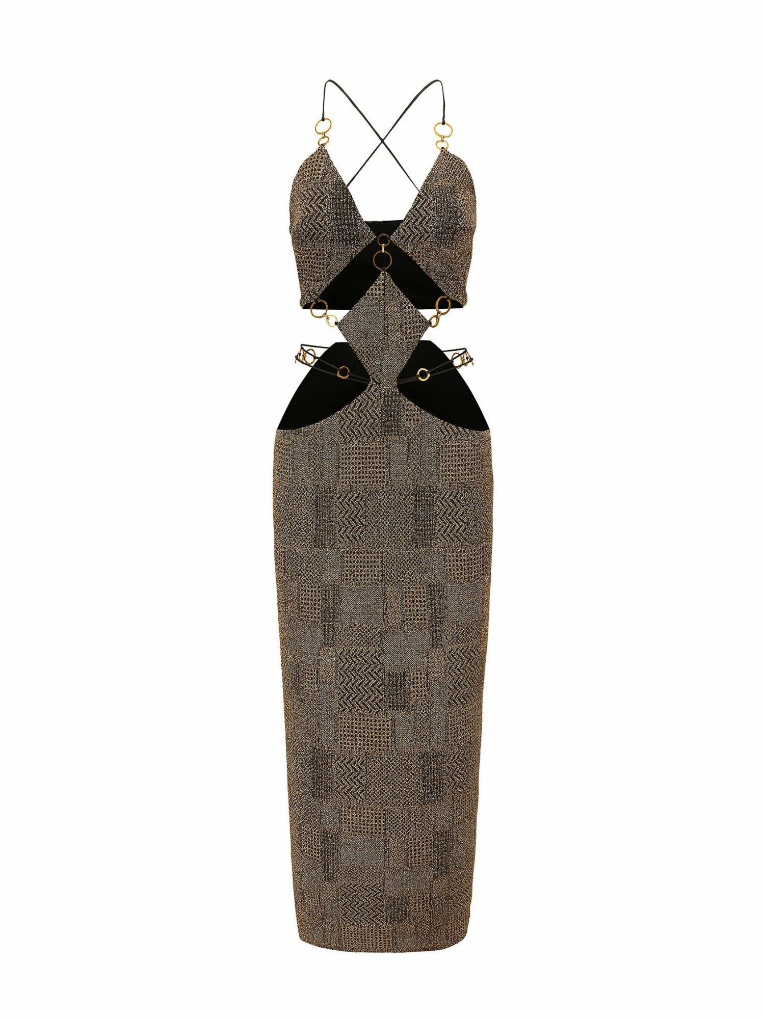Omaira Dress: Gold Midi Dress for Cocktail Party | Nana Jacqueline