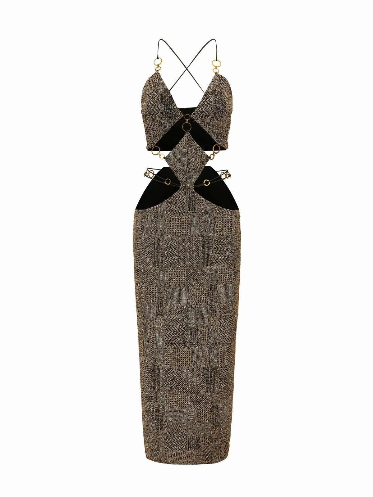 Omaira Dress: Gold Midi Dress for Cocktail Party | Nana Jacqueline