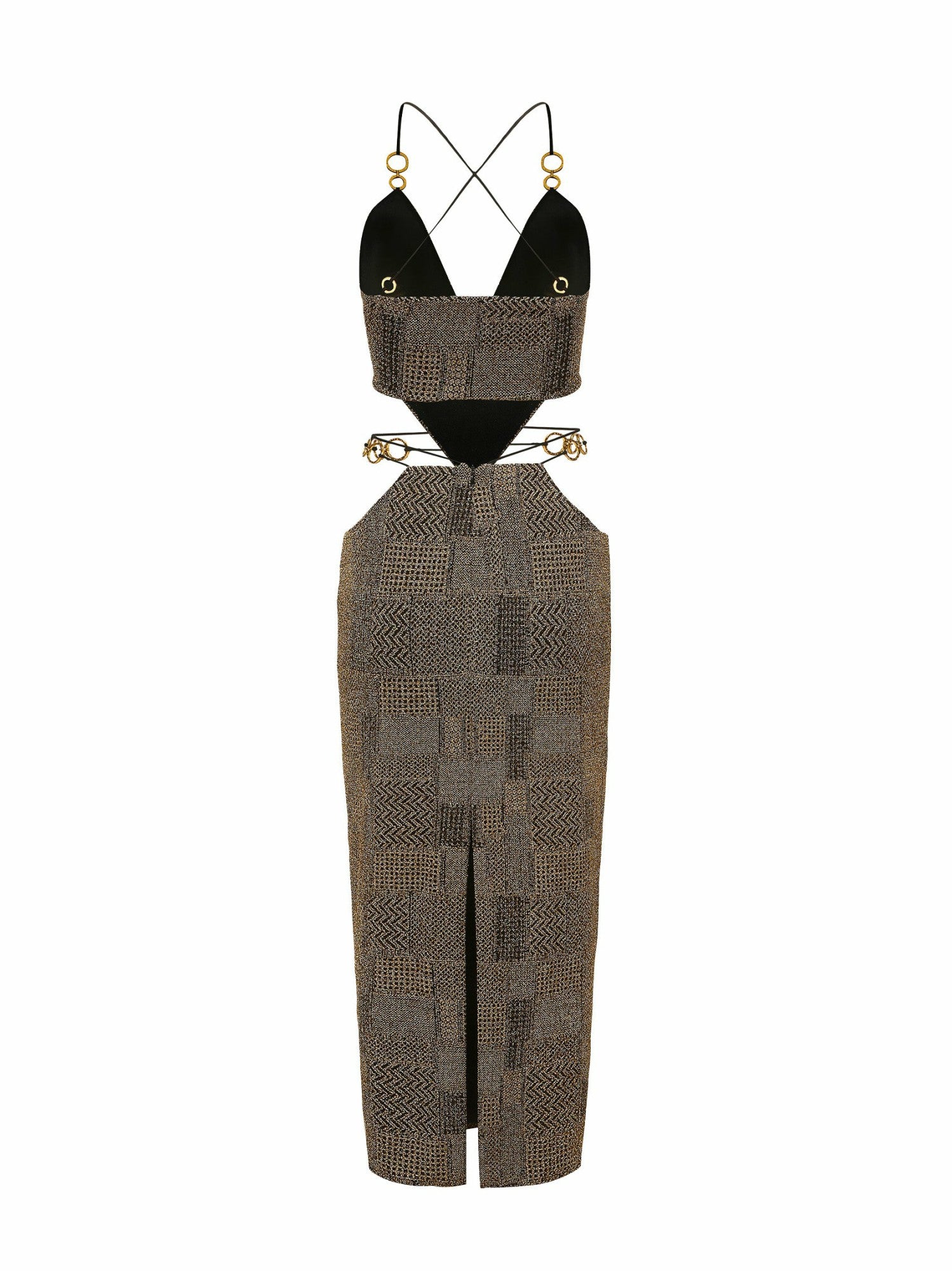 Omaira Dress: Gold Midi Dress for Cocktail Party | Nana Jacqueline