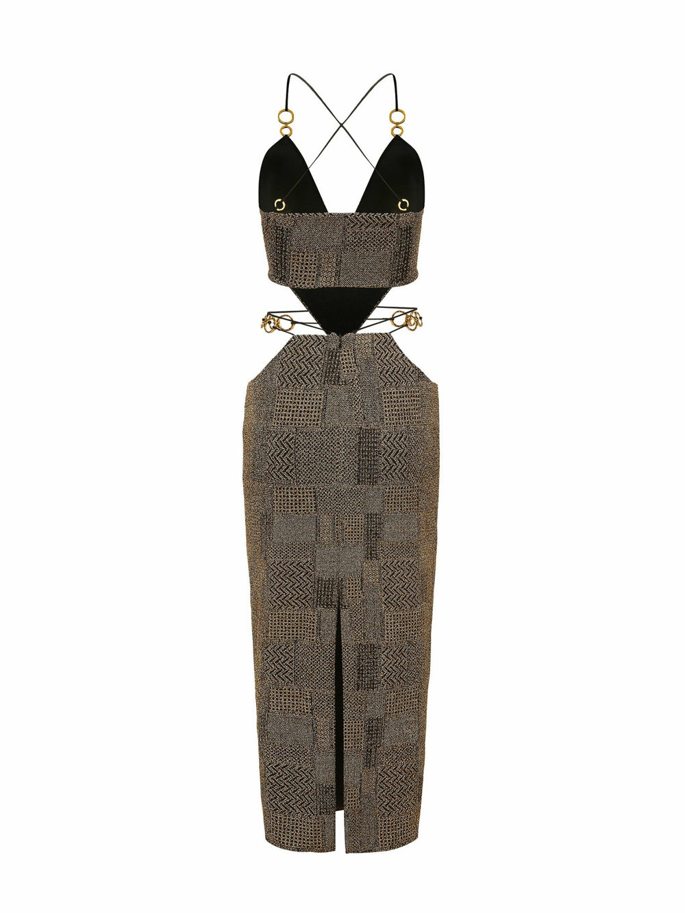 Omaira Dress: Gold Midi Dress for Cocktail Party | Nana Jacqueline