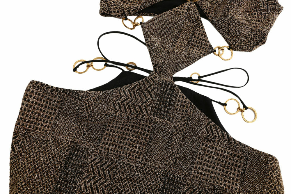 Omaira Dress: Gold Midi Dress for Cocktail Party | Nana Jacqueline