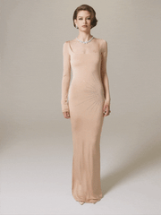 Courtney Dress: Nude Maxi Dress for Formal Wedding Guest | Nana Jacqueline