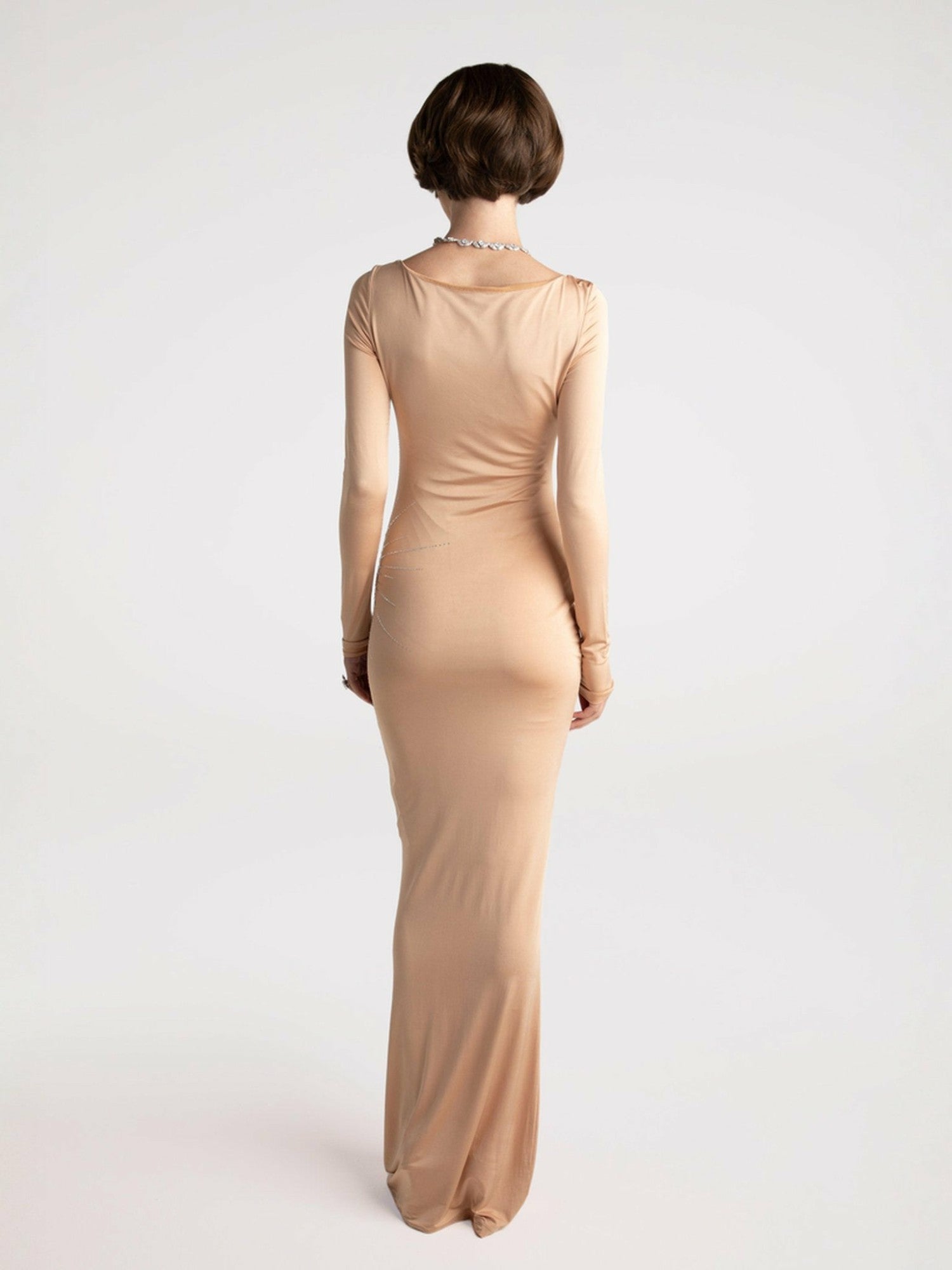 Courtney Dress: Nude Maxi Dress for Formal Wedding Guest | Nana Jacqueline
