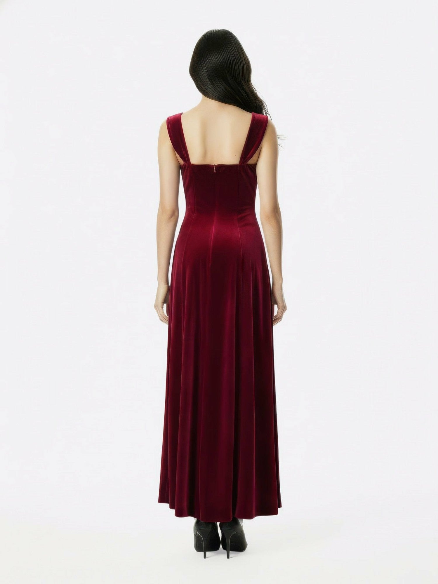 Belle Velvet Maxi Dress: Red Maxi Dress for Formal Wedding Guest | Nana Jacqueline