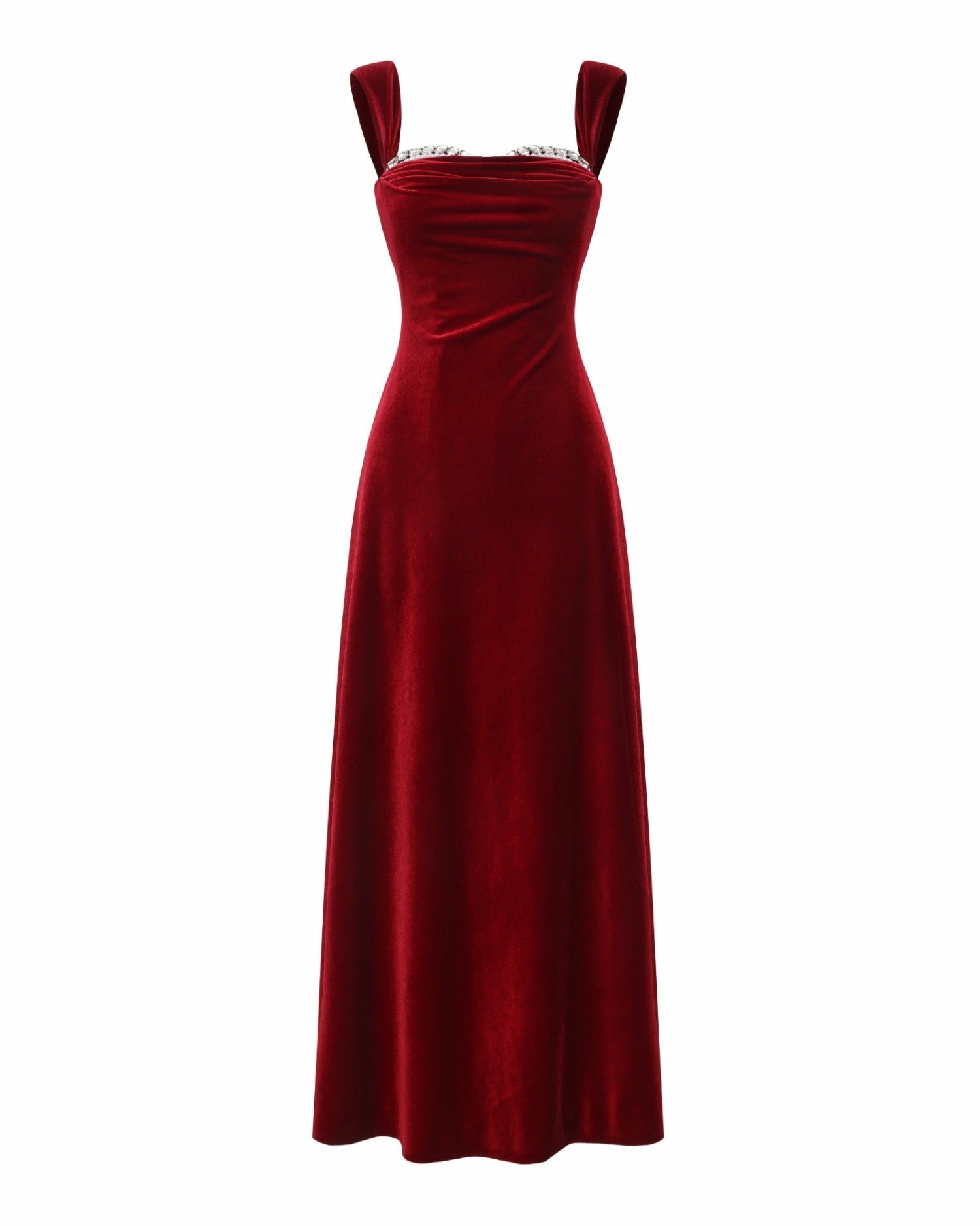 Belle Velvet Maxi Dress: Red Maxi Dress for Formal Wedding Guest | Nana Jacqueline