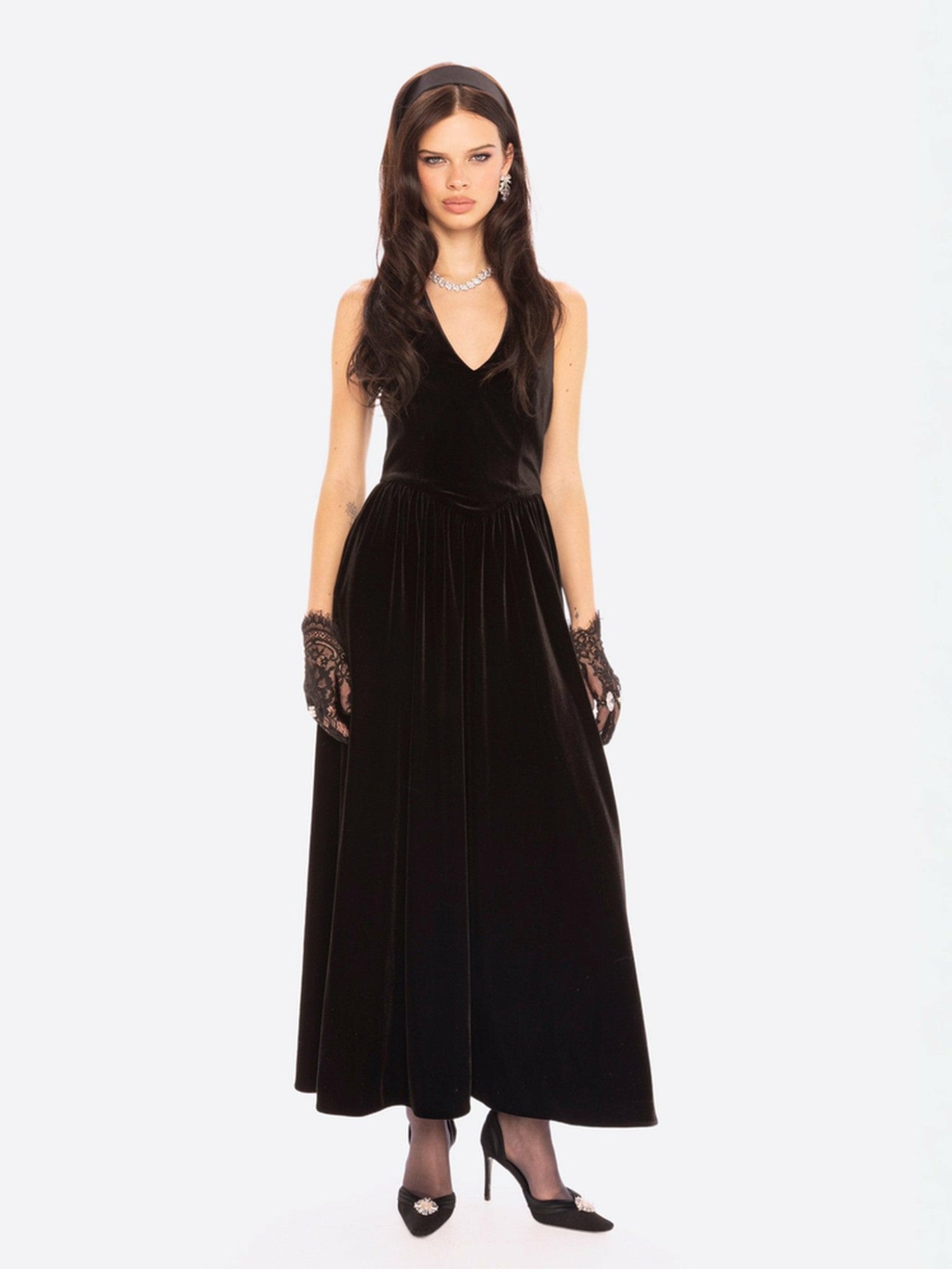 Sabine Velvet Maxi Dress: Black Maxi Dress for Cocktail Party | Nana Jacqueline