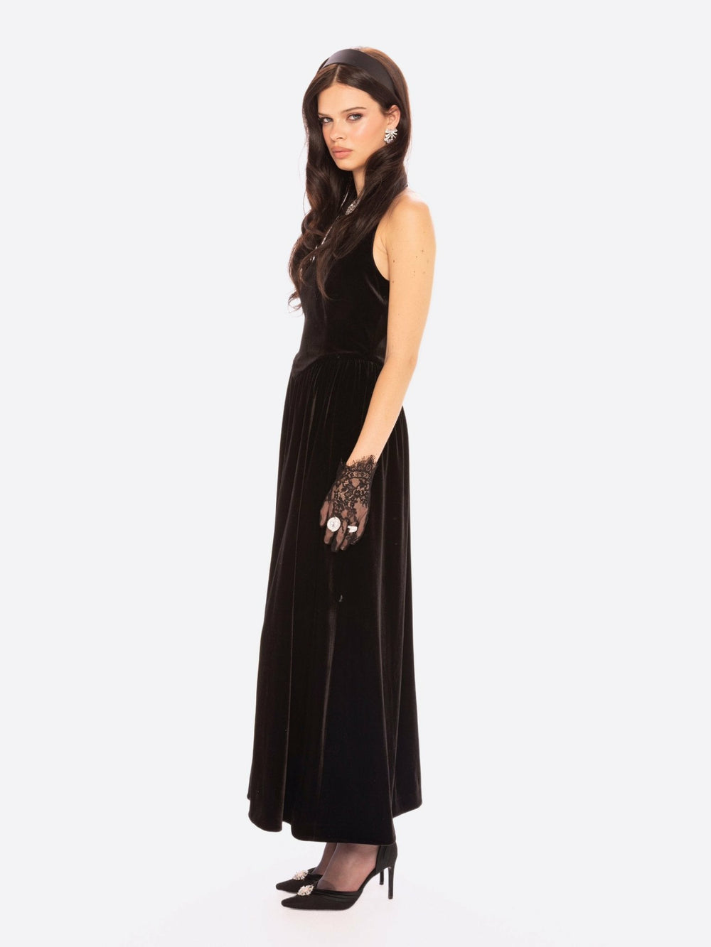 Sabine Velvet Maxi Dress: Black Maxi Dress for Cocktail Party | Nana Jacqueline