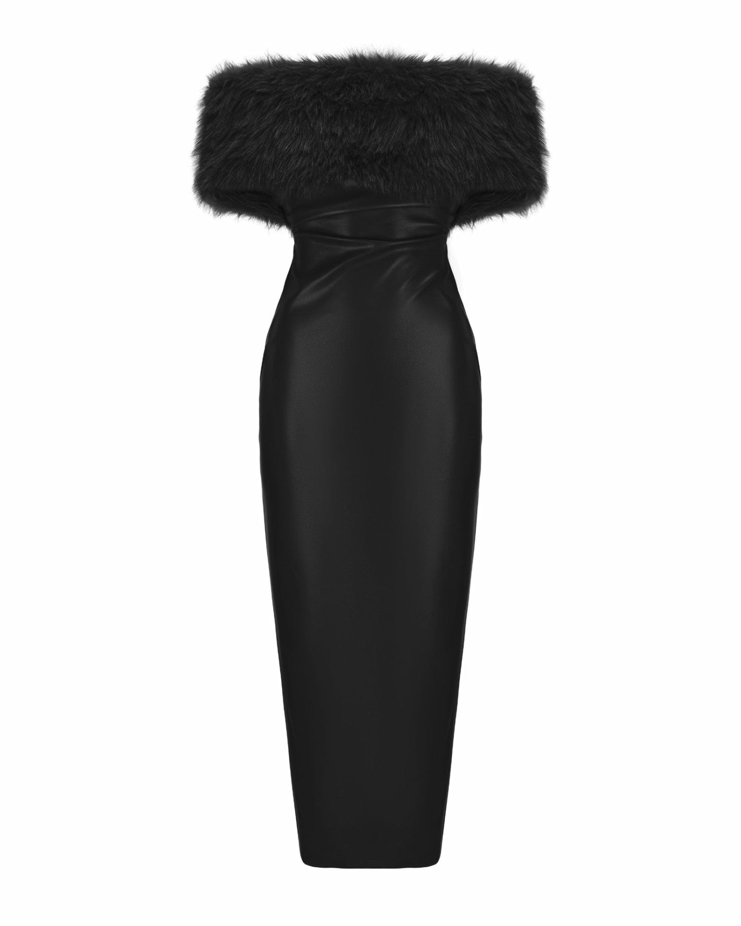 Gabrielle Fur Maxi Dress: Black Maxi Dress for Cocktail Party | Nana Jacqueline