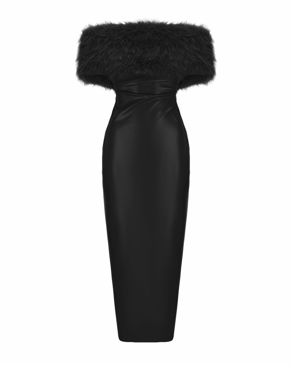 Gabrielle Fur Maxi Dress: Black Maxi Dress for Cocktail Party | Nana Jacqueline