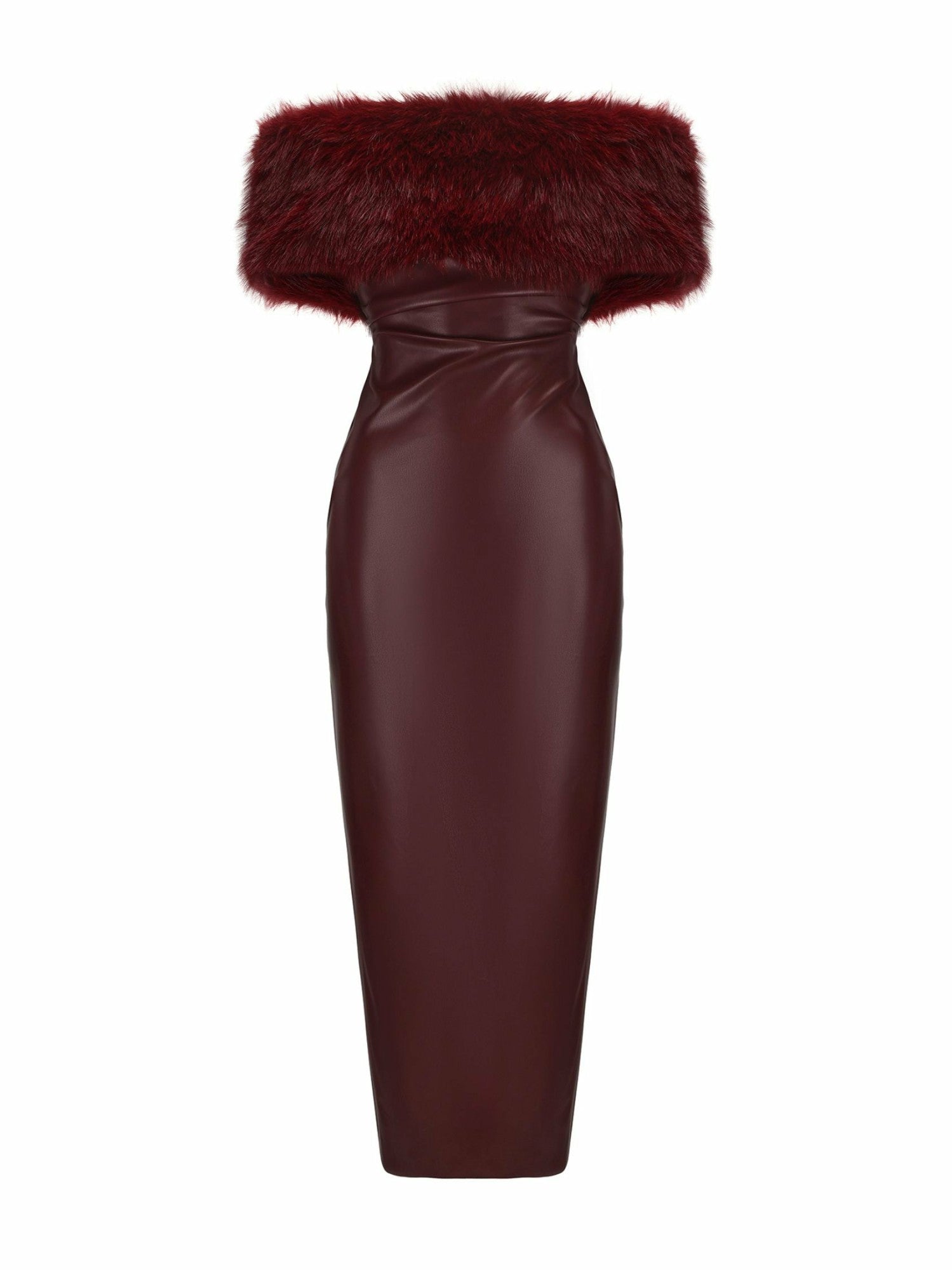 Gabrielle Fur Maxi Dress: Red Maxi Dress for Cocktail Party | Nana Jacqueline