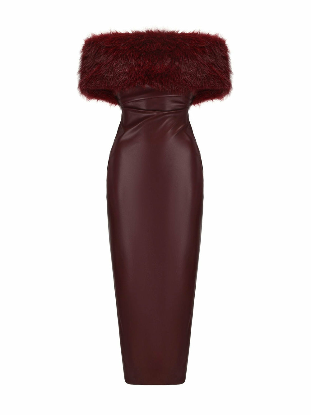 Gabrielle Fur Maxi Dress: Red Maxi Dress for Cocktail Party | Nana Jacqueline