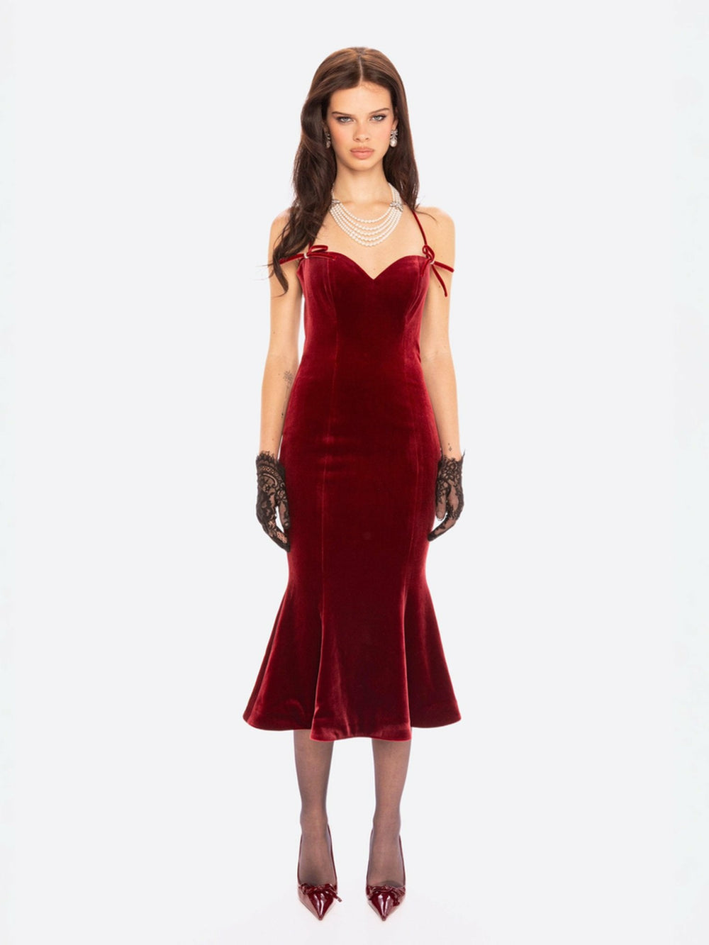 Althea Velvet Maxi Dress: Red Maxi Dress for Cocktail Party | Nana Jacqueline