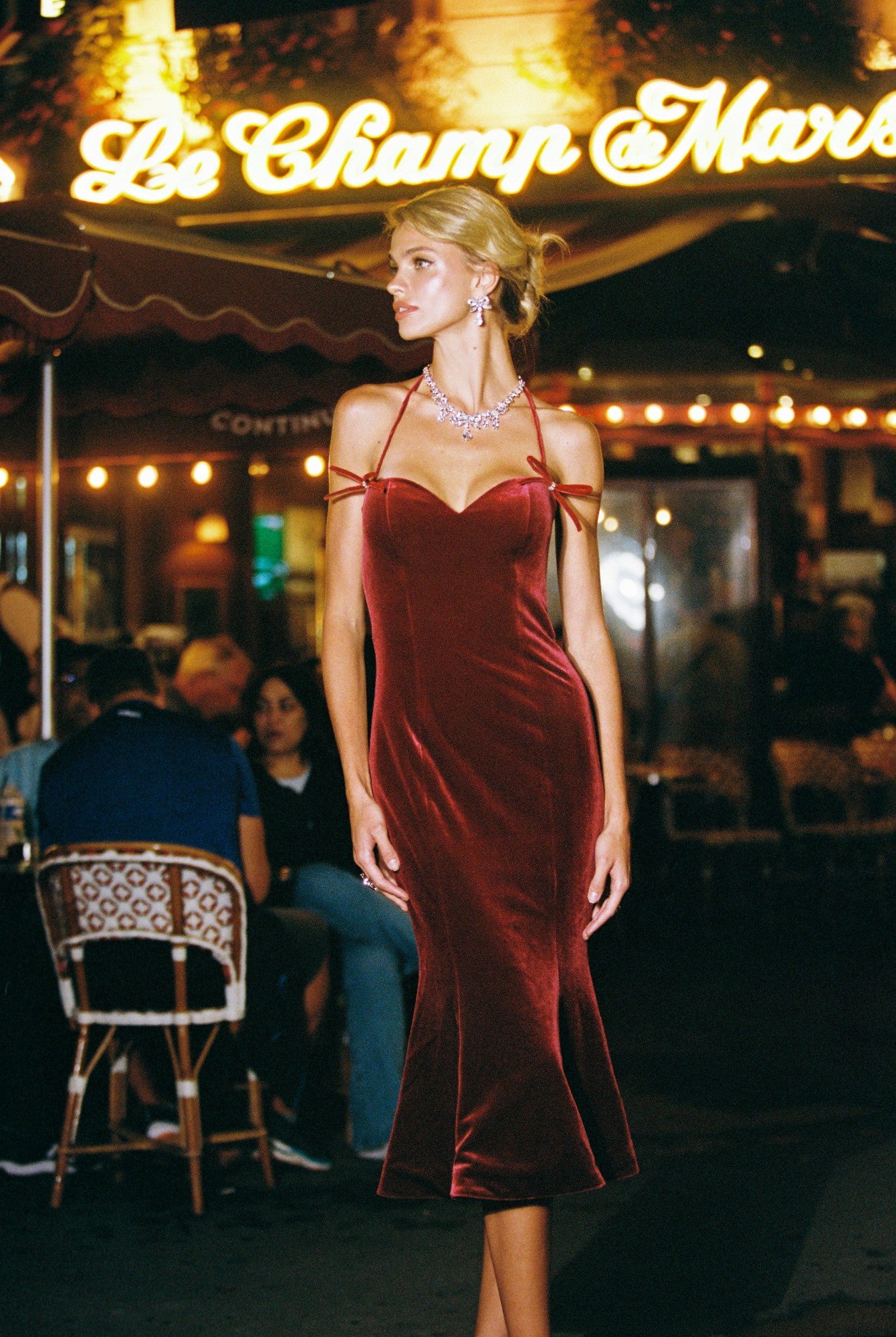 Althea Velvet Maxi Dress: Red Maxi Dress for Cocktail Party | Nana Jacqueline