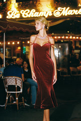 Althea Velvet Maxi Dress: Red Maxi Dress for Cocktail Party | Nana Jacqueline